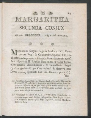 Margaritha Secunda Conjux ab an. MCLXXXVI. usque ad mortem