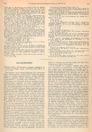 809-811 [Rezension] Fawcett, Thomas, The symbolic language of religion
