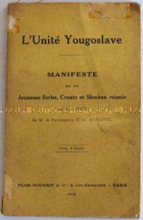 Gesellschaftstheoretische Abhandlung über die Zukunft Jugoslawiens nach dem 1. Weltkrieg (in franz. Sprache)