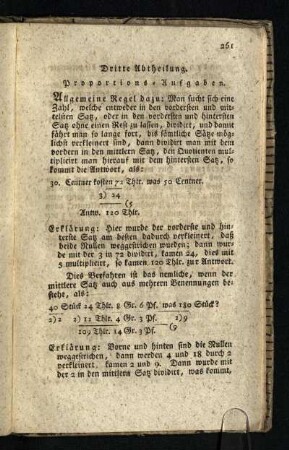 Dritte Abtheilung: Proportions-Aufgaben