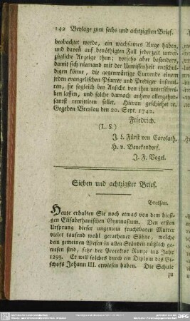 Sieben und achtzigster Brief