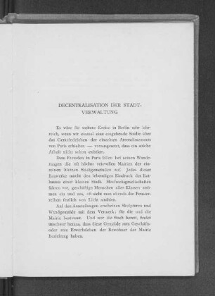 Decentralisation der Stadtverwaltung