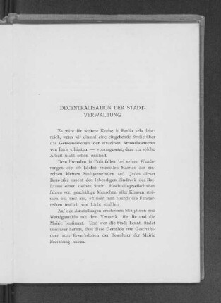 Decentralisation der Stadtverwaltung