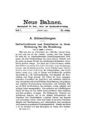 Individualismus und Sozialismus in ihrer Bedeutung für die Erziehung