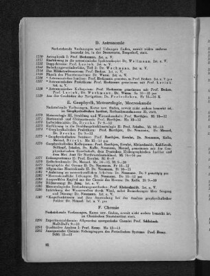 E. Geophysik, Meteorologie, Meereskunde