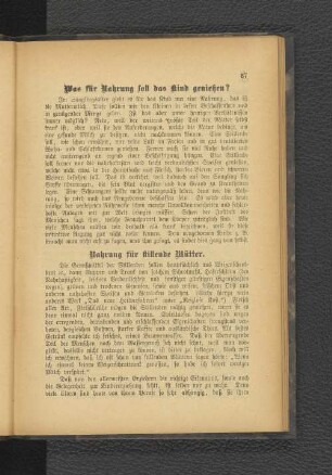 Nahrung für stillende Mütter.