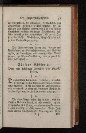 Fünfter Abschnitt. Von den nächsten Ursachen der Krankheiten.
