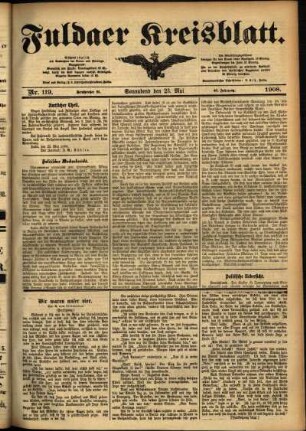 Ausgabe vom Samstag, den 23. Mai 1908.
