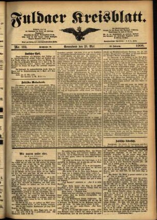 Ausgabe vom Samstag, den 23. Mai 1908.