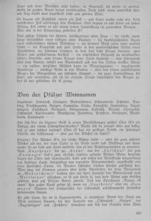 Von den Pfälzer Weinnamen.