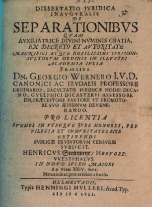 Diss. iur. inaug. de separationibus