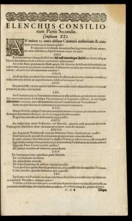 Elenchus Consiliorum Partis Secundae.