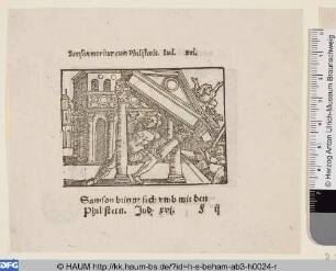 Samson zerbricht die Säulen des Tempels