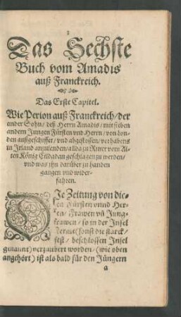 Das Sechste Buch vom Amadis auß Franckreich.