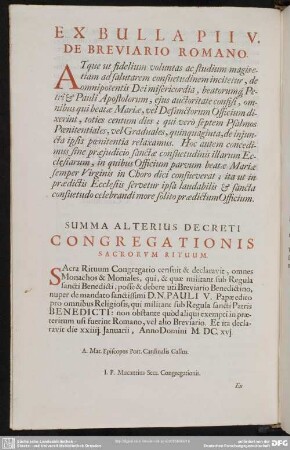 Ex Bulla Pii V. De Breviario Romano