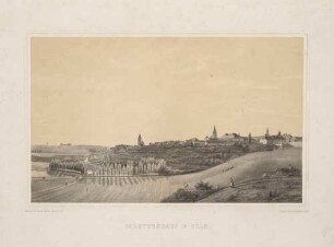 Die Stadt Culm oder Kulm an der Weichsel in Westpreußen/Pommern (heute Chełmno in Polen), Blick von Westen, wohl mit Kadettenhaus