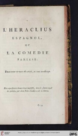 L'Heraclius espagnol, ou la comedie fameuse