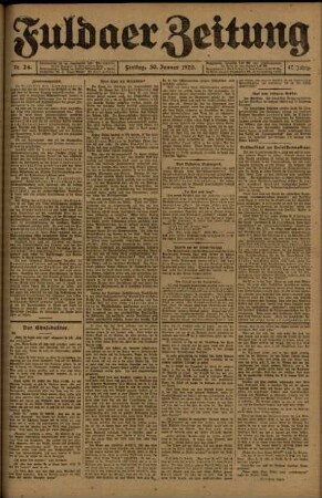 Ausgabe vom Freitag, den 30. Januar 1920.