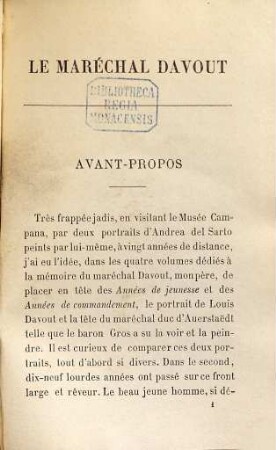 Le Maréchal Davout, Prince d'Eckmühl : Correspondance inédite 1790 - 1815. Pologne - Russie - Hambourg. [Par] A. - S. d'Eckmühl, Misc. de Blocqueville