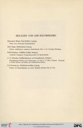 Beilagen von der Buchbinderei