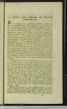 §. 8. Gesellen-, Lese-, Bildungs- und Unterhaltungs-Vereine