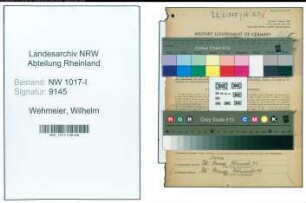 Entnazifizierung Wilhelm Wehmeier , geb. 31.08.1896 (Stadtobersekretaer)