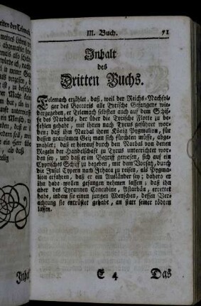 Inhalt des Dritten Buchs.