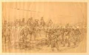 Generalleutnant Nehrhoff von Holderberg, sächsischer Kommandeur, bei Brie-sur-Marne am 2. Dezember 1870 - Nr. 16b aus "Original-Skizzen und Studien/1. Theil" (3. Fassung)