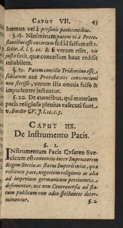 Caput IIX. De Instrumento Pacis.