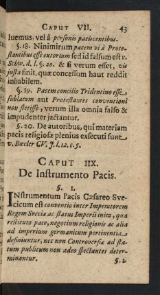Caput IIX. De Instrumento Pacis.