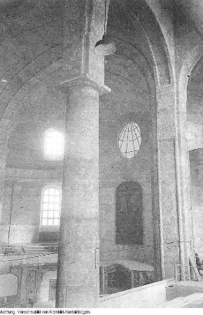Dresden, Kreuzkirche. Innenraum kurz vor der Einweihung nach Abschluß der Wiederherstellung, Januar/Februar 1955
