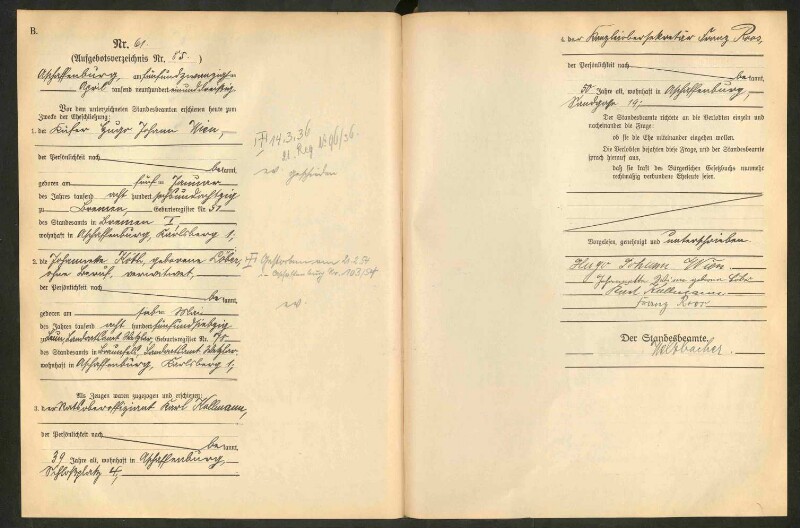 Standesamtsbuch der Stadt Aschaffenburg: Eheschließungen 252/1930 - 130/1931