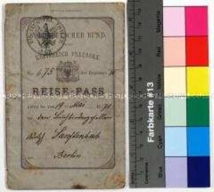 Preußischer Reisepass für den Buchbindergesellen Adolph Sanftenbach aus Berlin nach Wien und weiter ins Ausland