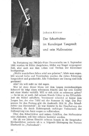 Der Scharfrichter im Kanzleigut Tangstedt und sein Halbmeister