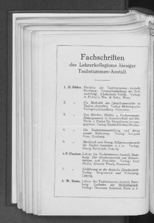 Fachschriften des Lehrerkollegiums hiesiger Taubstummen-Anstalt.