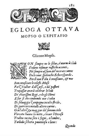 Egloga Ottava Mopso O L'Epitafio