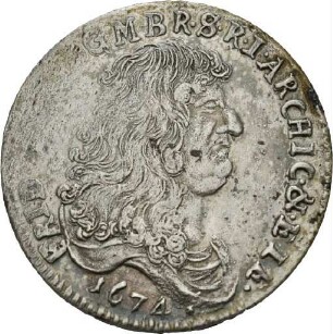 Dritteltaler des Kurfürsten Friedrich Wilhelm von Brandenburg, 1674