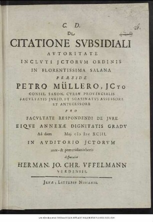 De Citatione Subsidiali