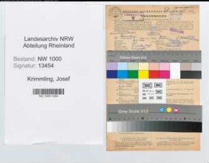 Entnazifizierung Josef Krimmling, geb. 13.07.1910 (Postinspektor)