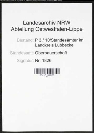 Sterberegister Standesamt Oberbauerschaft