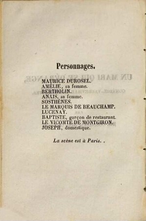 Un mari qui se dérange : comédie-vaudeville en deux actes