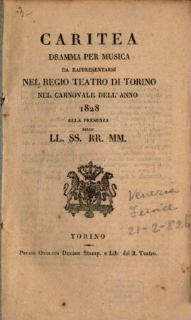 Caritea : Dramma per musica
