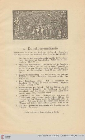 A. Kunstgegenstände (Nr. 1 - 337)