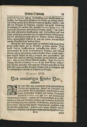 Caput XVII. Von unmündigen Kinder Vormünder.