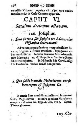Caput VI. Saeculum decimum octavum [Das sechste Capitel / Das 18. Jahr hundert.]