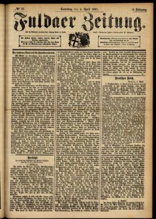 Ausgabe vom Samstag, den 04. April 1891.