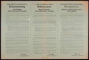 "Bekanntmachung. Verordnung betreffend Personen-Ausweise und Personenverkehr" (3287)