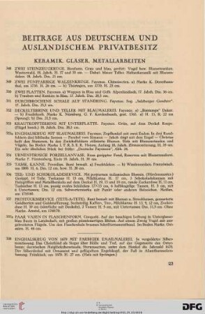 Keramik, Gläser, Metallarbeiten (Nr. 348-382)