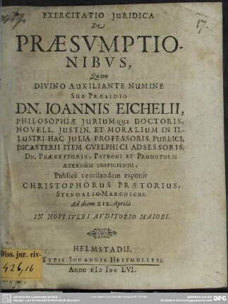Exercitatio de praesumptionibus