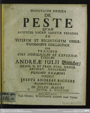 Disputatio Medica De Peste